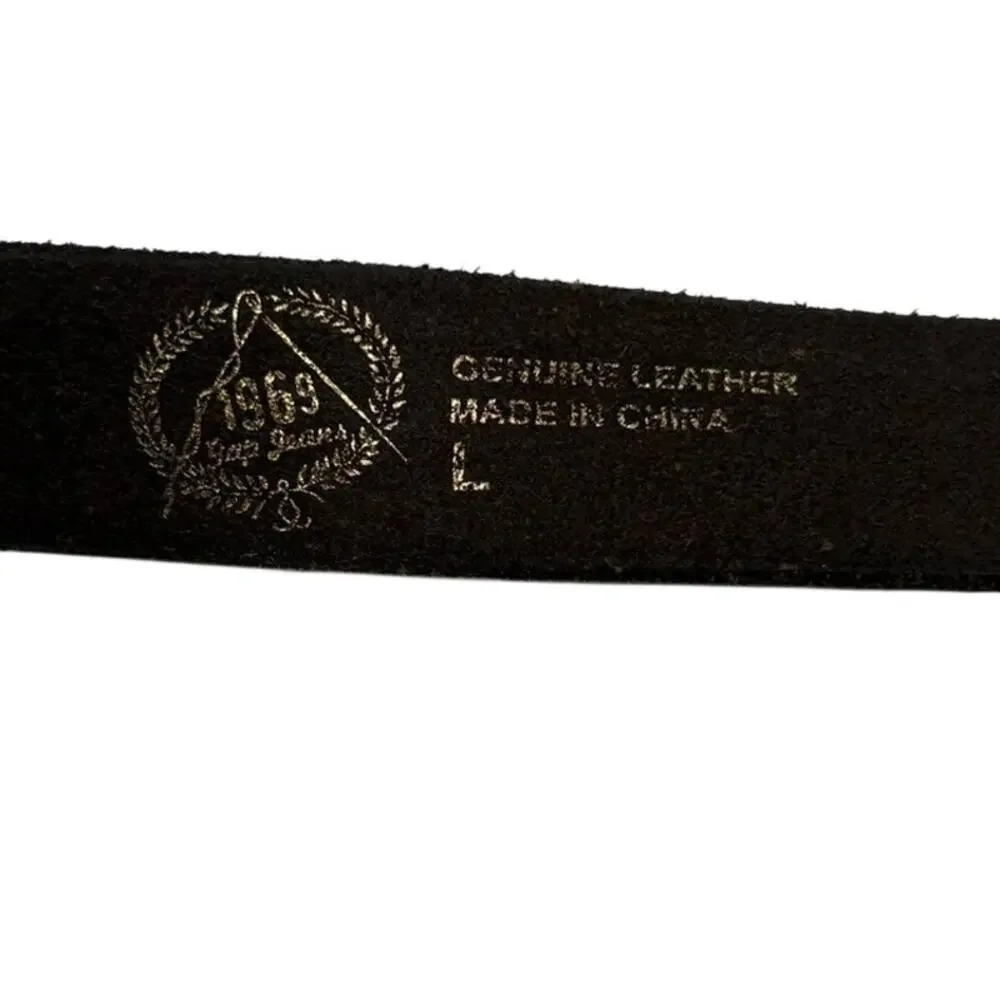 Vintage 90's Gap Jeans Genuine Leather Distressed Belt Brown Roller Buckle L